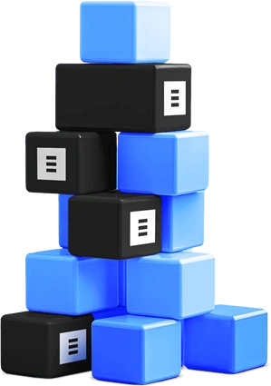 Imagem de caixas azuis e pretas com logo da Nidus